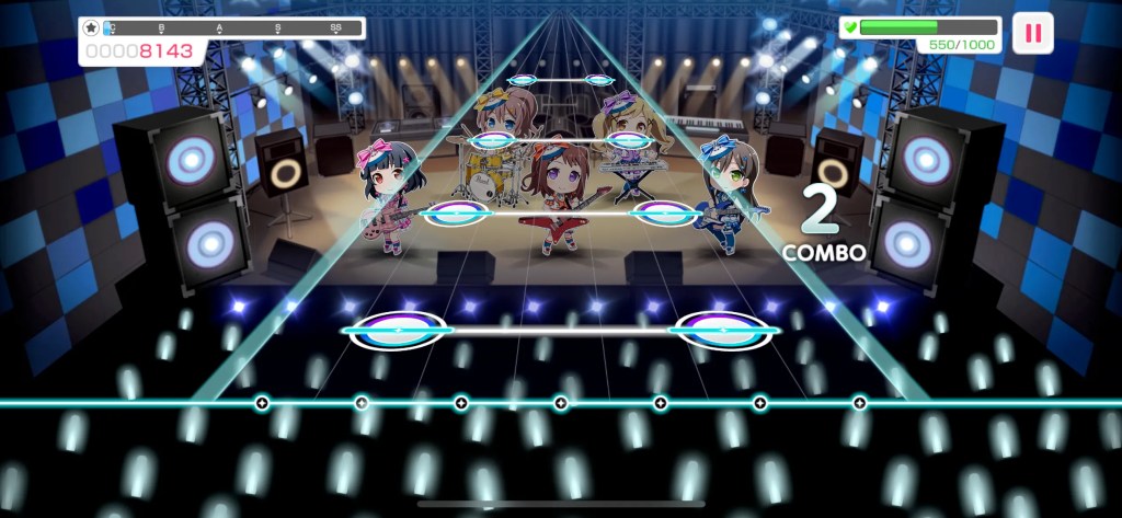 リズムゲームのプレイ画面