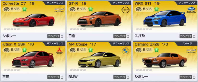 レーシングマスターの収録車種一覧