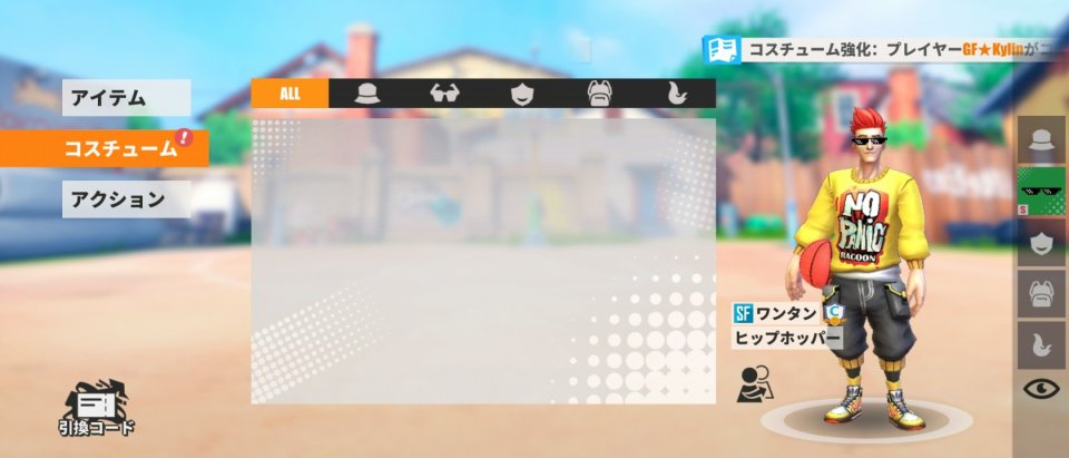 衣装を組み替えて選手の見た目を仕上げるカスタマイズ画面
