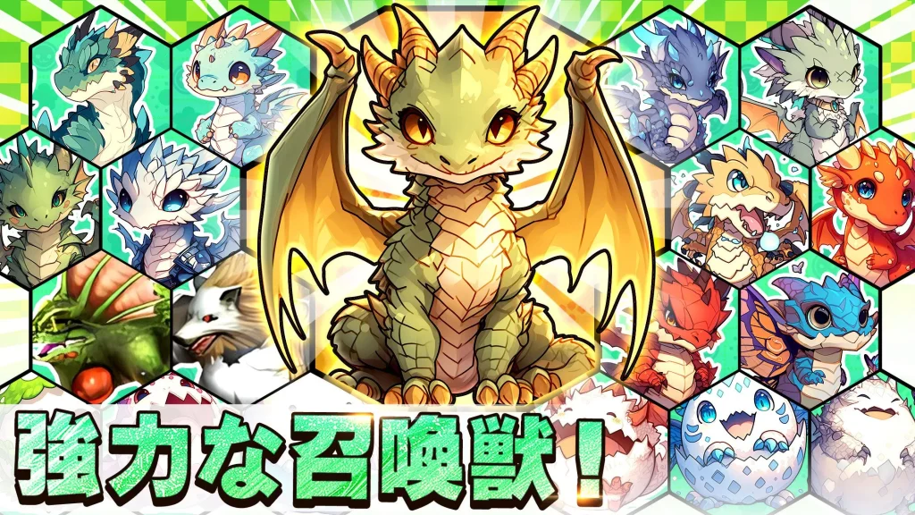 カリカリドラたま斬り 召喚獣として仲間になる子どもドラゴンたち