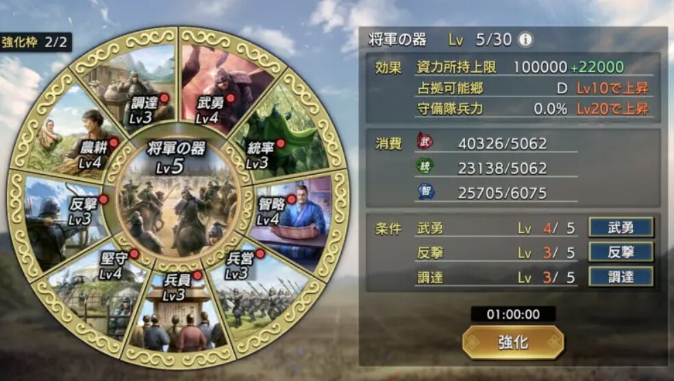 キングダム覇道の育成・強化画面