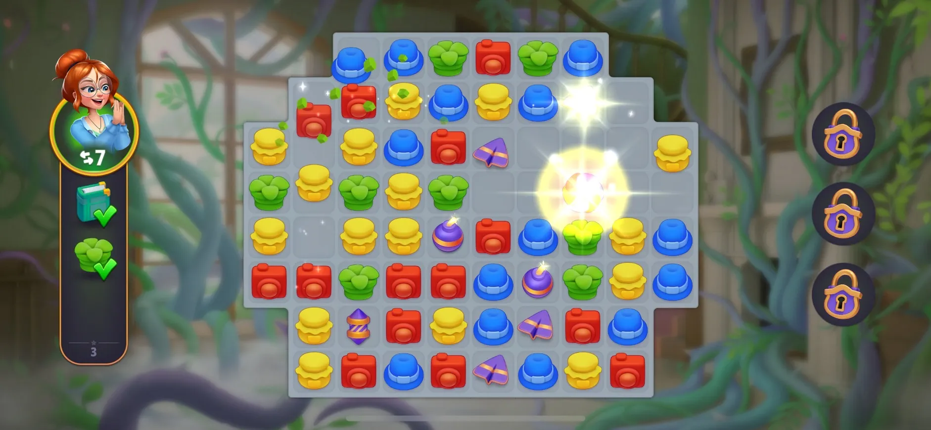 屋敷の一室で楽しむマッチ3パズル